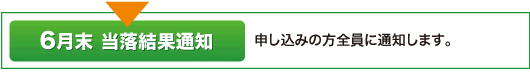 6月末 当落結果通知 申し込みの方全員に通知します。